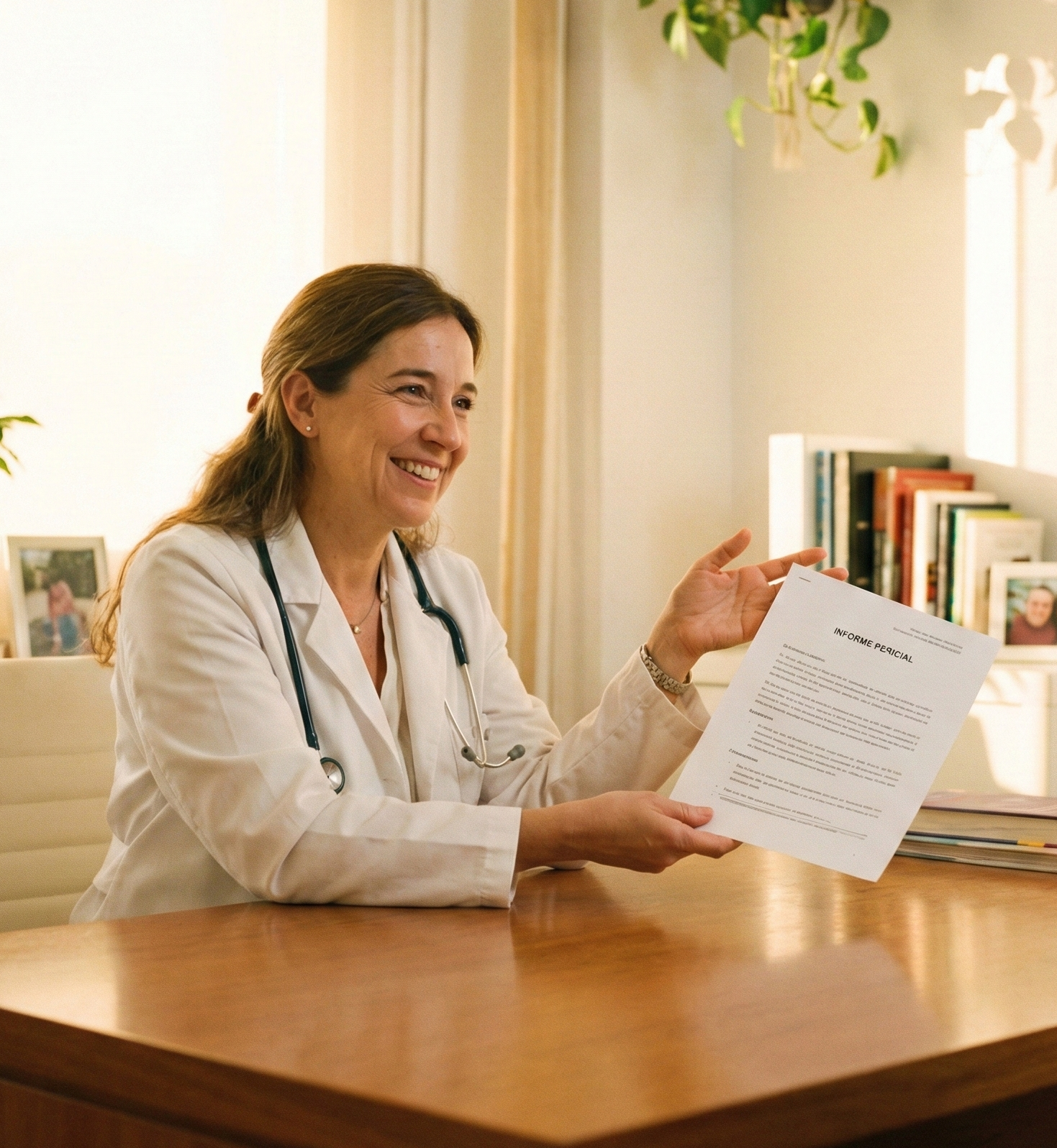 Médico con informe pericial